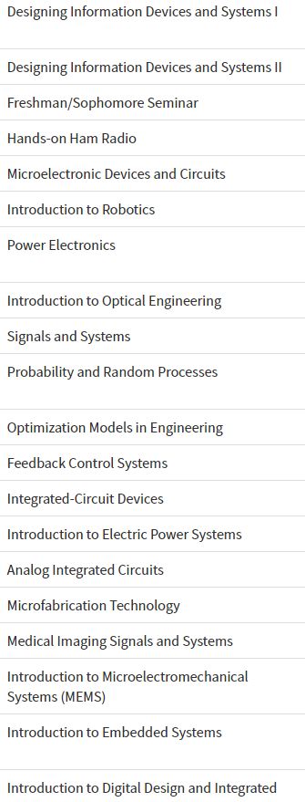 Berkeley EE MS课程